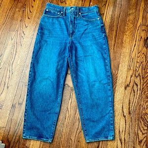 Dark wash balloon jean
